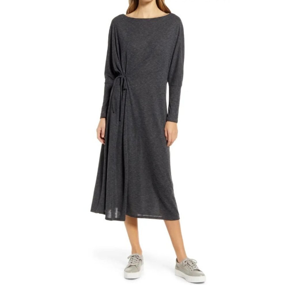 Caslon Women's Cozy Long Sleeve Knit Wrap Dress  - XS